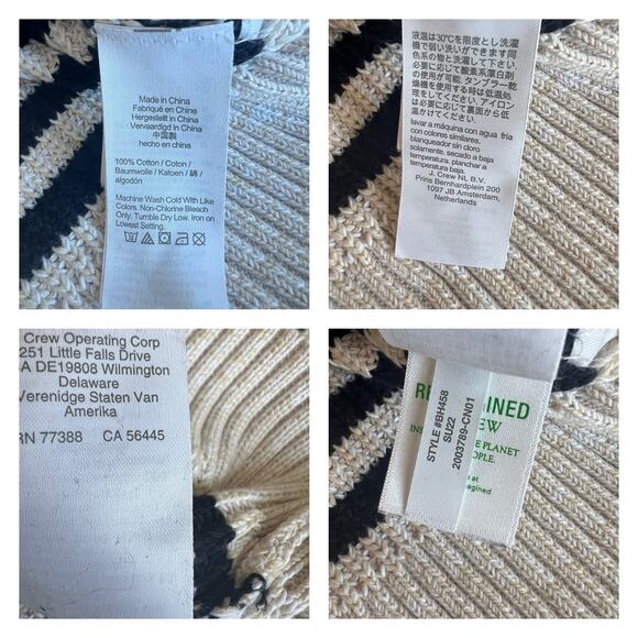 J. Crew Oversized Crewneck Striped Cotton Sweater Navy Black Ivory Size XS - Picture 7 of 10